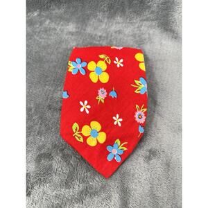 Vintage 1970s Red Floral Necktie Bold Mod Flower Power Wide Tie Novelty Gift
